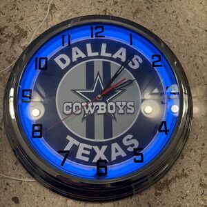 17' Dallas Cowboys Neon Light Up Clock NFL Football Fan Decor‎ TESTED